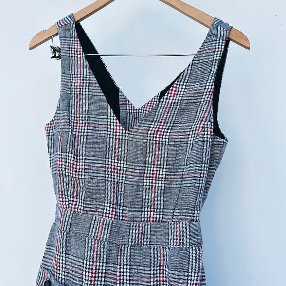 Mango Plaid Check Sleeveless Cut Out Backless Jumpsuit XS Preppy Vest Wide Leg - Picture 4 of 12